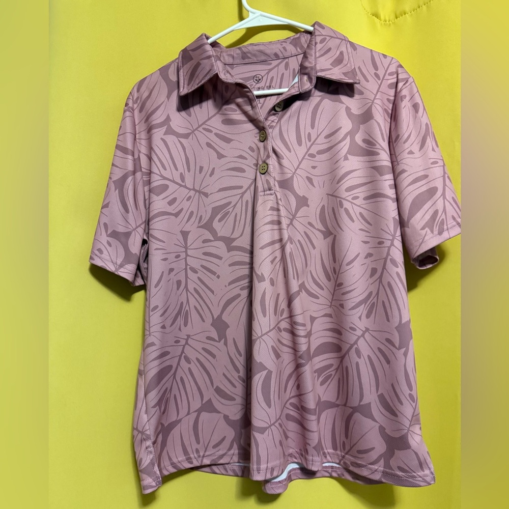 Fighting Eel Mauve monstera Leaf Print Shirt